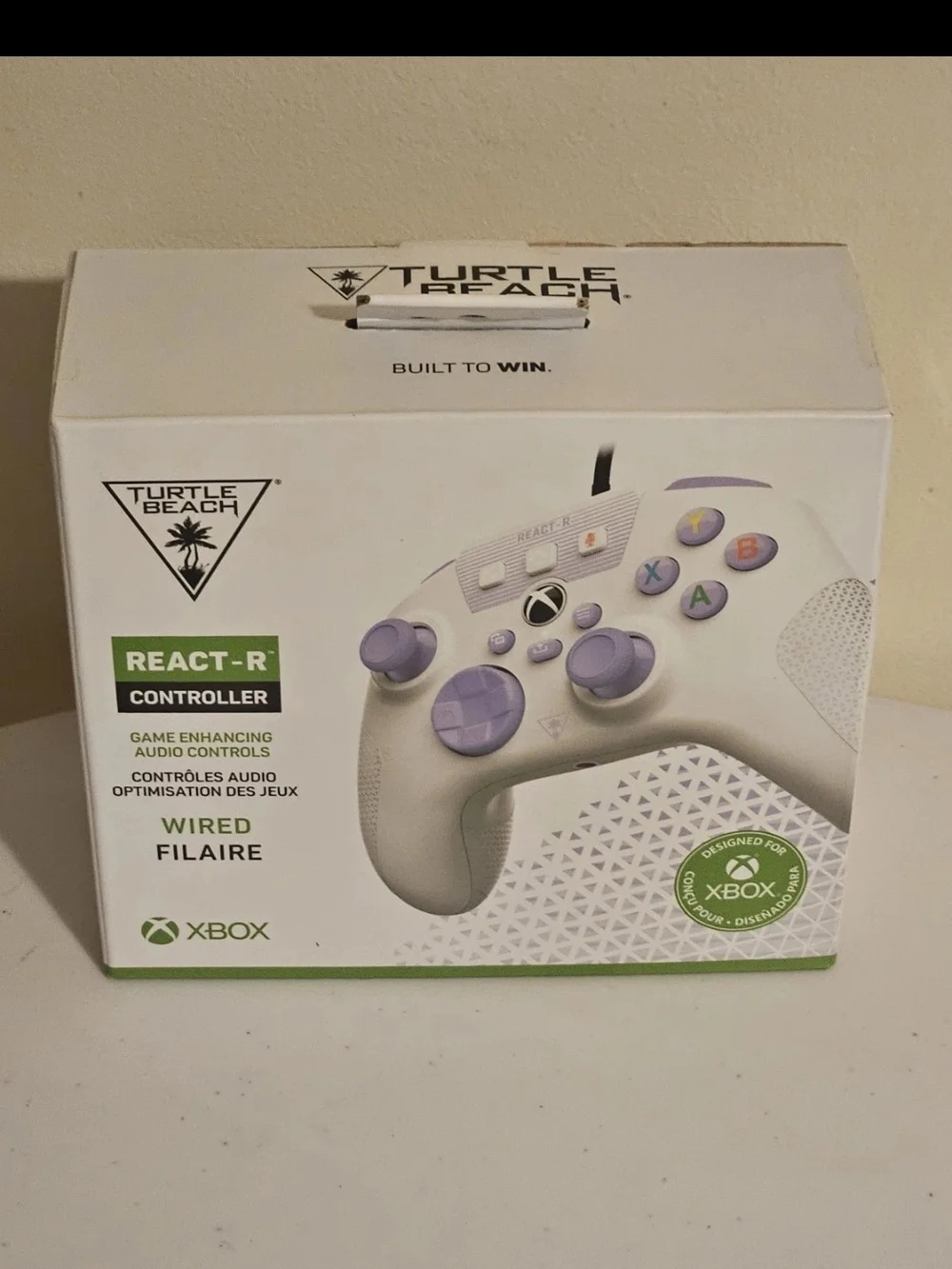 React-R Wired Xbox Controller — White with Lavender Accents
